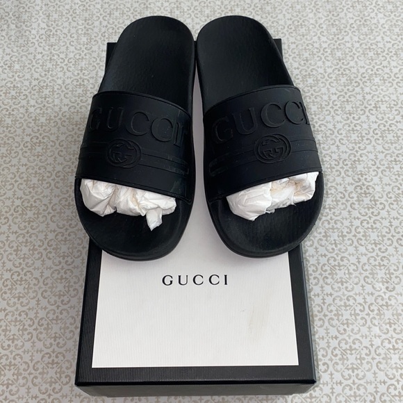Gucci Shoes - GUCCI Authentic Black Rubber Slides